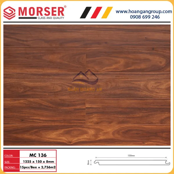 Sàn Gỗ Công Nghiệp Morser Cốt Xanh 8mm MC136